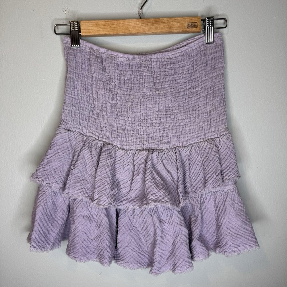 Venti6 NWT cotton linen rufie mini skirt liac SMALL Purple VEN872404